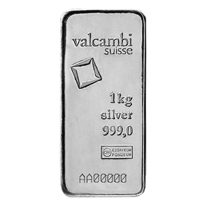 1 Kilo Silver Bar Valcambi Suisse .999 Fine (w/Assay)