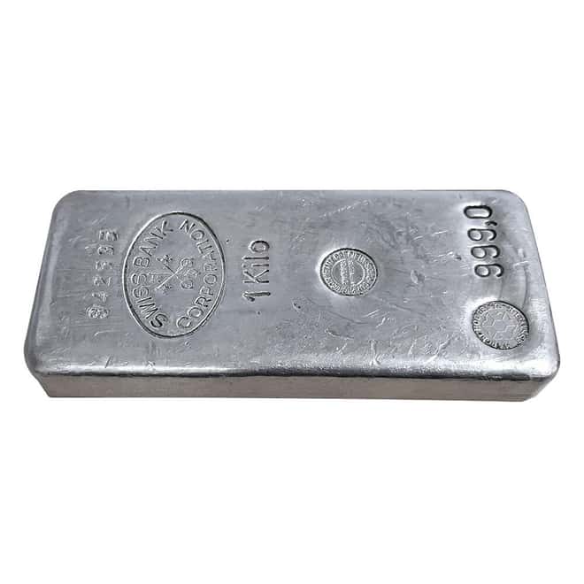 1 Kilo Swiss Bank Corporation MP Silver Vintage Bar .999 Fine
