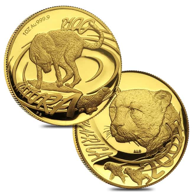 2002 1.85 oz Proof Gold South Africa Natura Cheetah 4-Coin Set .9999 Fine (w/Box & COA, Silver Cheetah)