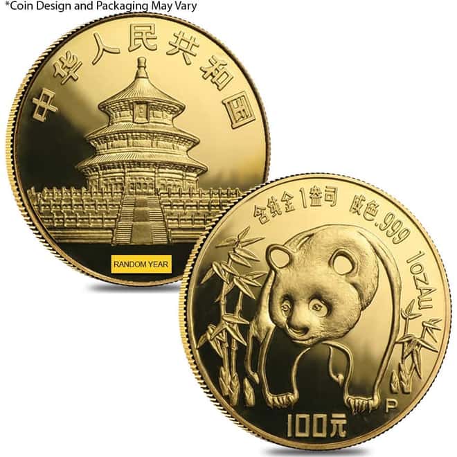 Chinese 1.9 oz Gold Panda 5-Coin Proof Set (Random Year, w/Box & COA)