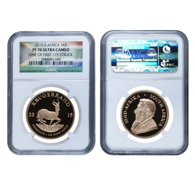 2015 1.85 oz Proof Gold South African Krugerrand 4-Coin Set NGC PF 70 UCAM First Struck (w/Box & COA)
