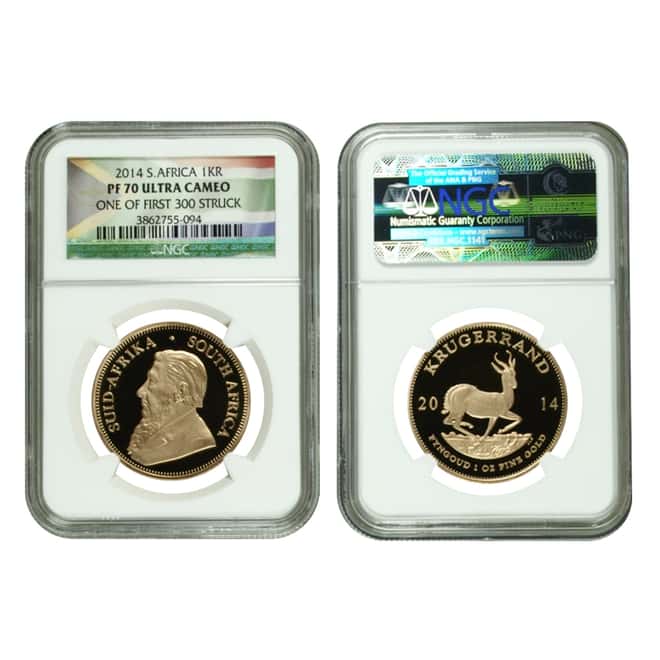 2014 1.85 oz Proof Gold South African Krugerrand 4-Coin Set NGC PF 70 UCAM First Struck (w/Box & COA)