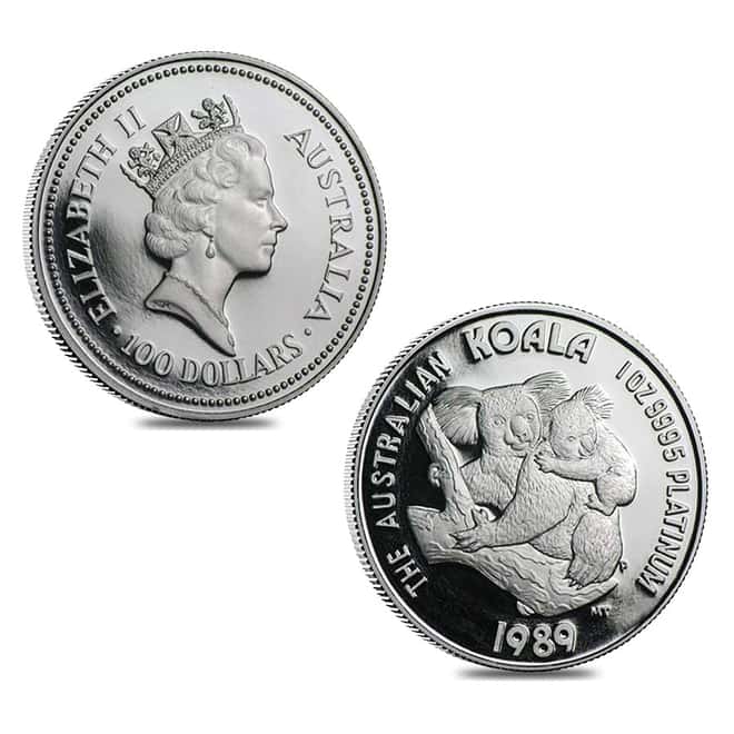 1989 Australia 1.9 oz Proof Platinum Koala 5-coin Set .9995 Fine (w/Box)