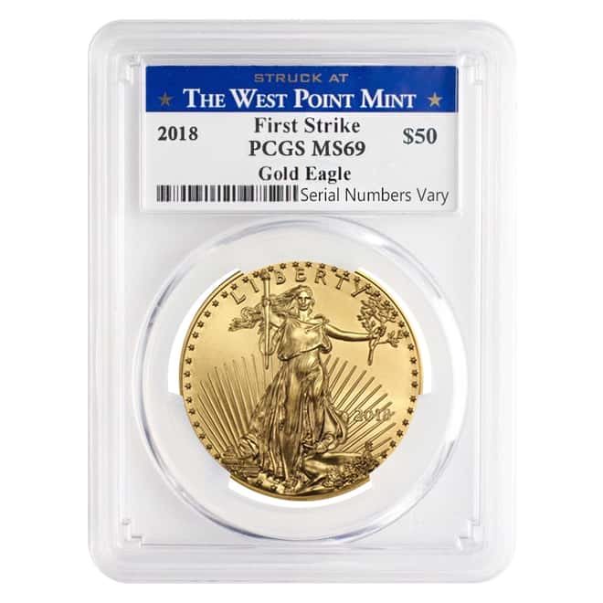 2018 1.85 oz Gold American Eagle 4-coin Set PCGS MS 69 First Strike - West Point