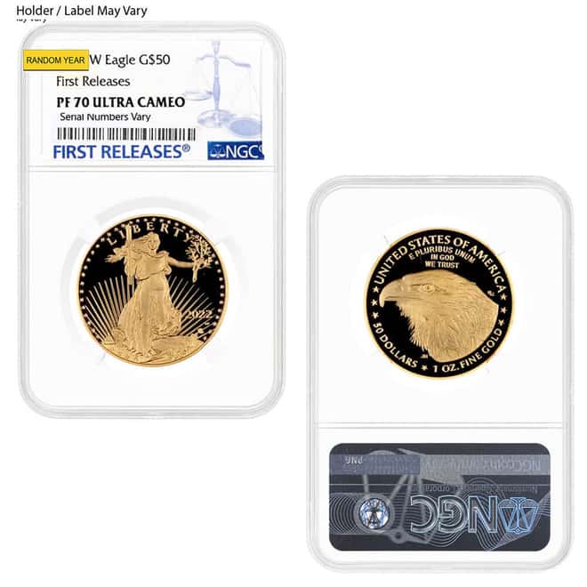 1 oz $50 Proof Gold American Eagle NGC/PCGS PF 70 (Random Year)