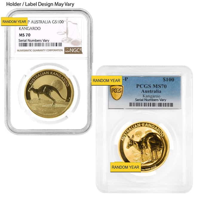1 oz Australian Gold Kangaroo Perth Mint NGC/PCGS MS 70 (Random Year)