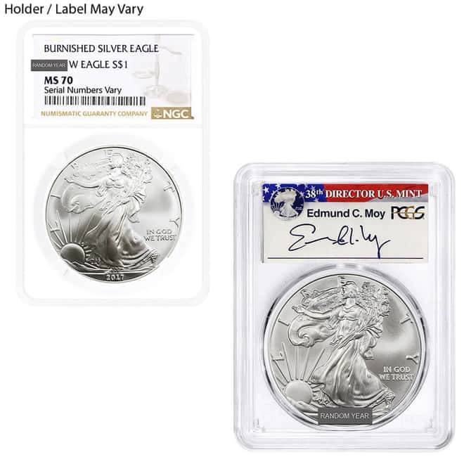 1 oz Burnished Silver American Eagle NGC/PCGS MS/SP 70 (Random Year)