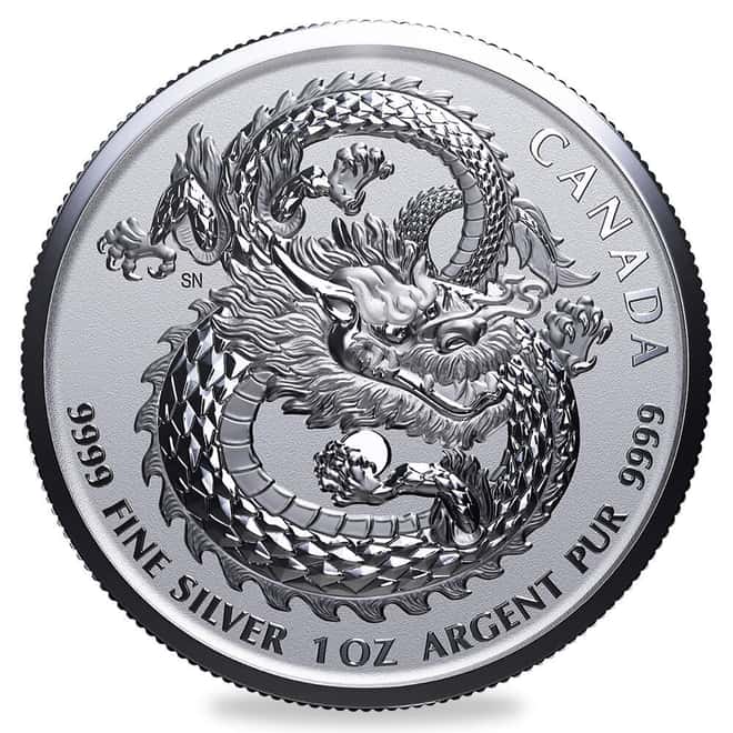 1 oz Canada Lucky Dragon Silver Coin BU (Random Year)