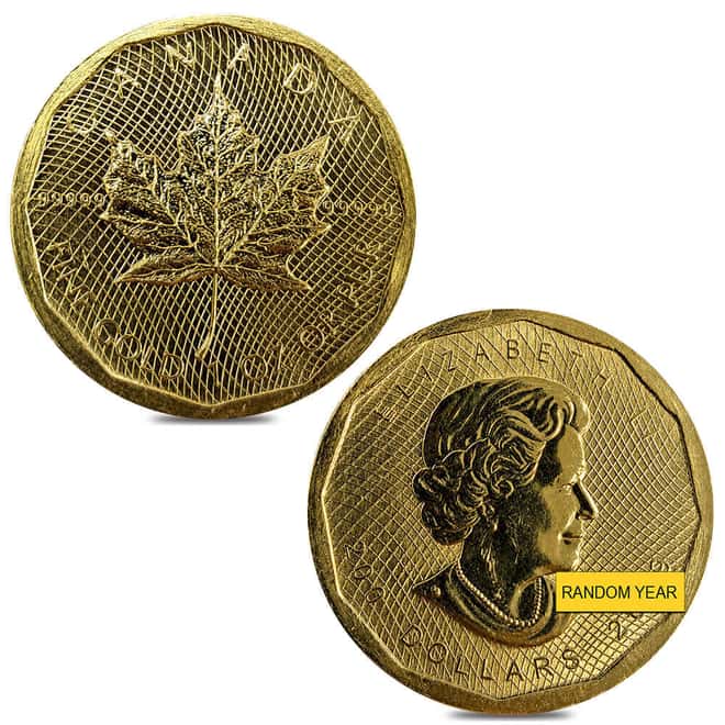 1 oz Canadian Gold Maple Leaf $200 Coin .99999 Fine Scruffy (Random Year)