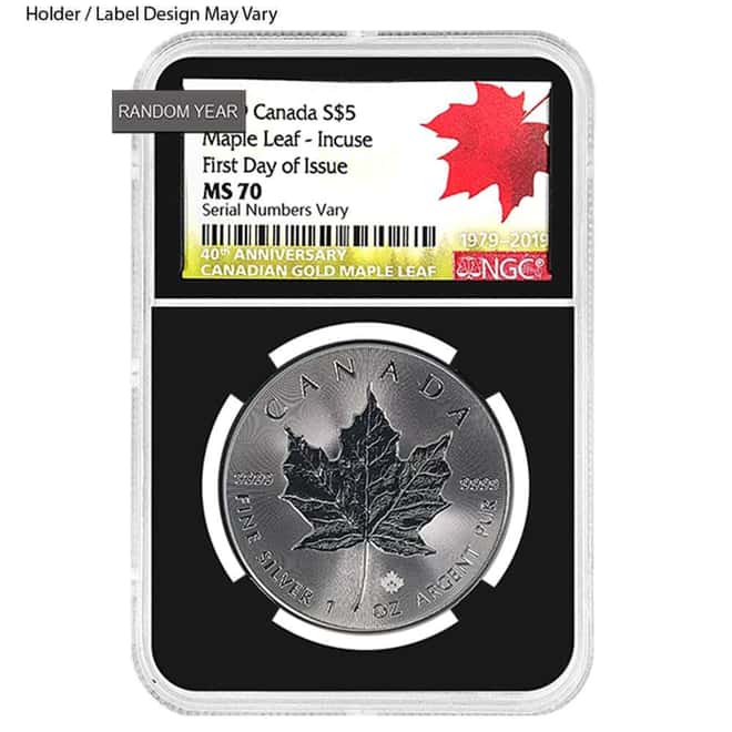 1 oz Canadian Silver Maple Leaf Coin NGC/PCGS MS/PF 70 FDOI (Random Year)