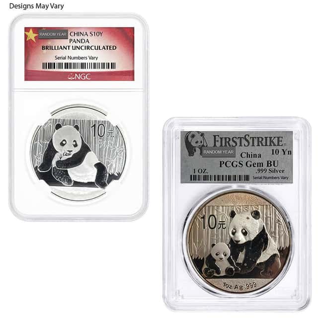 1 oz Chinese Silver Panda NGC / PCGS Gem BU (Random Year)