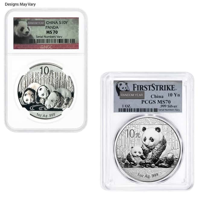 1 oz Chinese Silver Panda NGC / PCGS MS 70 (Random Year)