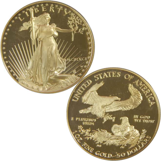 1991-W+P 1.85 oz American Gold Eagle Set (w/COA&BOX)