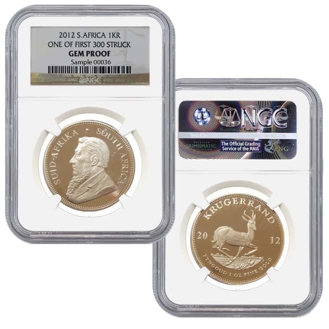 2012 1.85 oz Gold South African Krugerrand NGC Gem Proof 4-Coin Set w/Box&COA