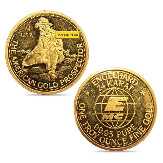 1 oz Engelhard Prospector Proof Gold Round .999+ Fine (Random Year, Scruffy)