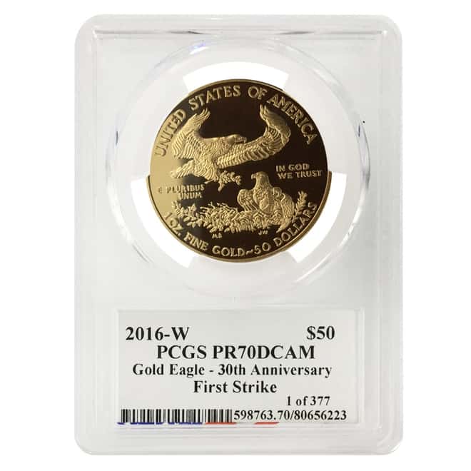 2016 W 1.85 oz Proof Gold American Eagle 4-coin Set PCGS PF 70 DCAM FS - 30th Anniv (Edmund Moy Signature) 
