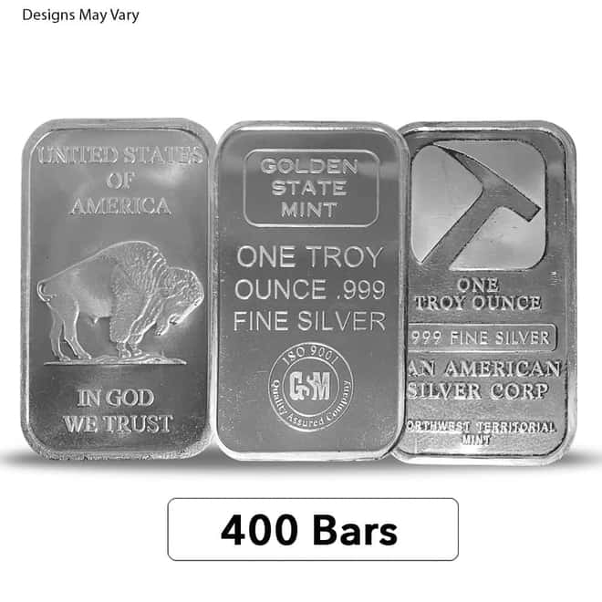 Lot of 400 - 1 oz Generic Silver Bar .999 Fine