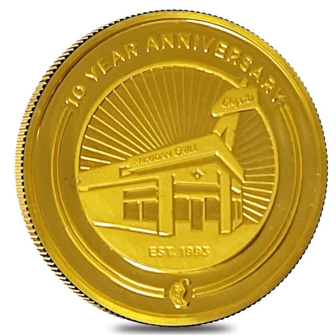 1 oz Gold Chipotle Mexican Grill 10th Anniv Medal .999+ Fine (In Cap)
