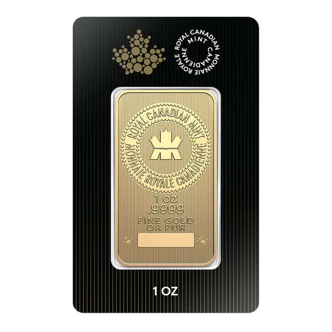 1 oz Gold Wafer Bar Royal Canadian Mint RCM .9999 Fine (in Assay, Random Year)