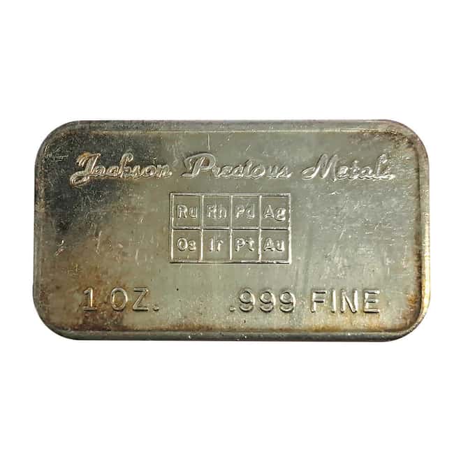 1 oz Jackson Precious Metals Vintage Silver Bar .999 Fine