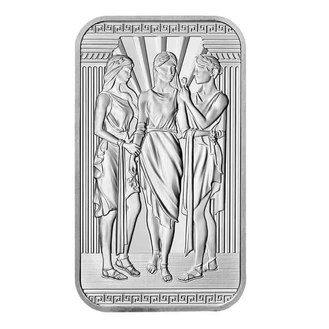 1 oz Great Britain Three Graces Silver Bar .9999 Fine