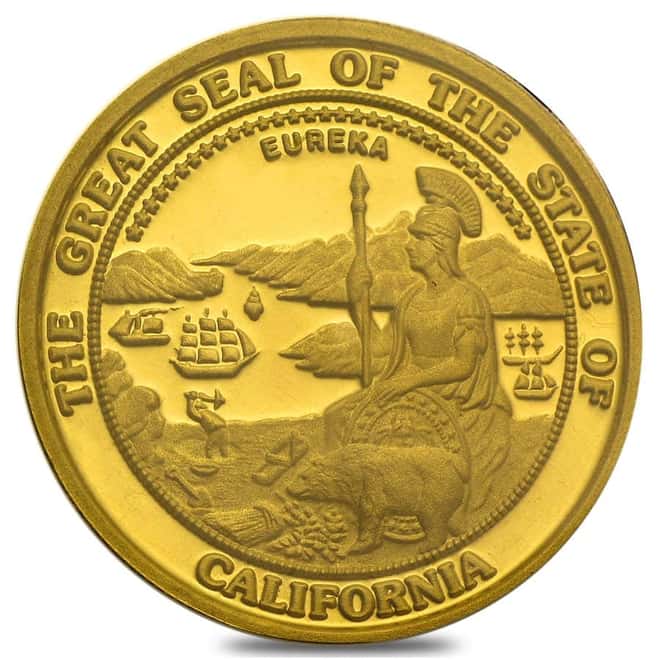 1 oz Great Seal of California Gold Round .9999 Fine BU/Proof (Random Year)