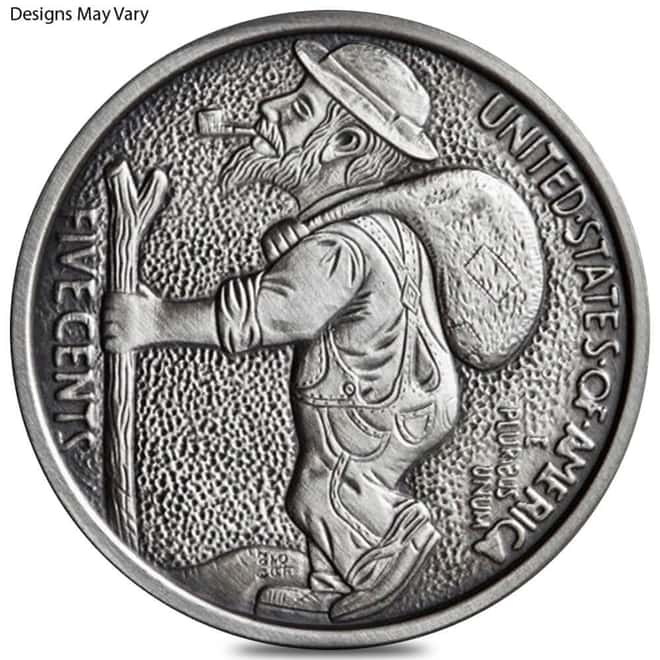 1 oz Hobo Nickel Antiqued Silver Round .999 Fine (Random Design)