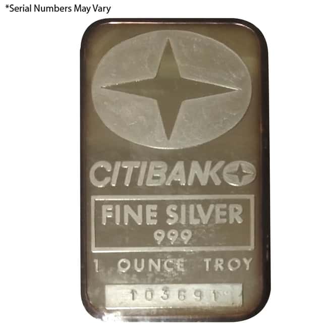 1 oz Johnson Matthey Citibank Silver Vintage Bar .999 Fine (Secondary Market) - Rare