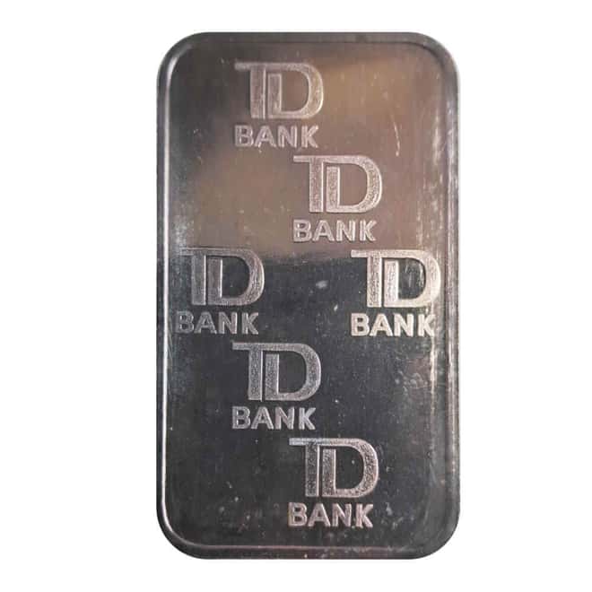 1 oz Johnson Matthey TD Bank Silver Bar .999 Fine