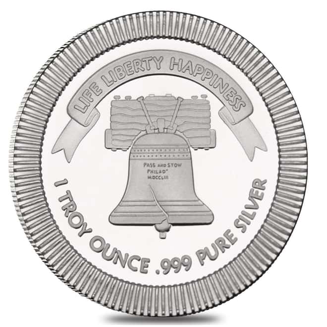 1 oz Liberty Bell Stackable Silver Round .999 Silver