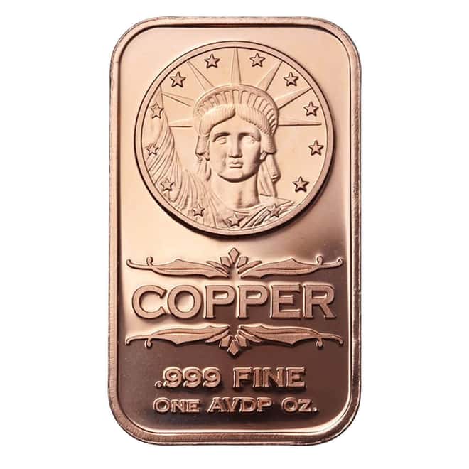 Tube of 20 - 1 oz Liberty Head Copper Bar .999 Fine