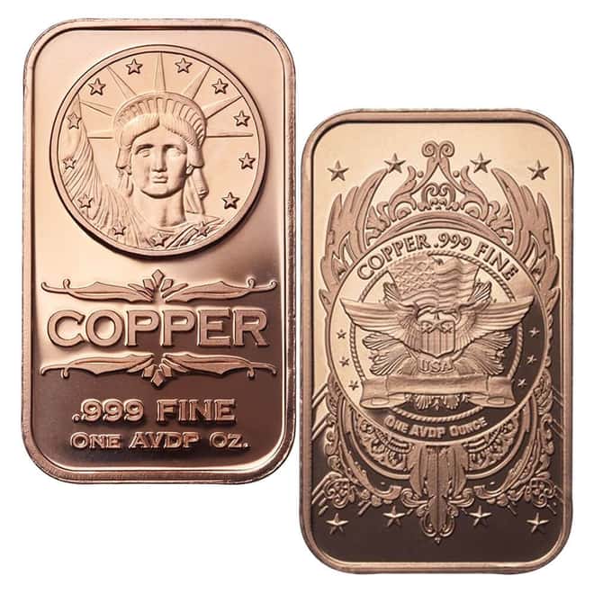 Tube of 20 - 1 oz Liberty Head Copper Bar .999 Fine