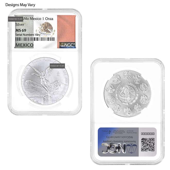 1 oz Mexican Silver Libertad Coin NGC/PCGS MS 69 (Random Year)
