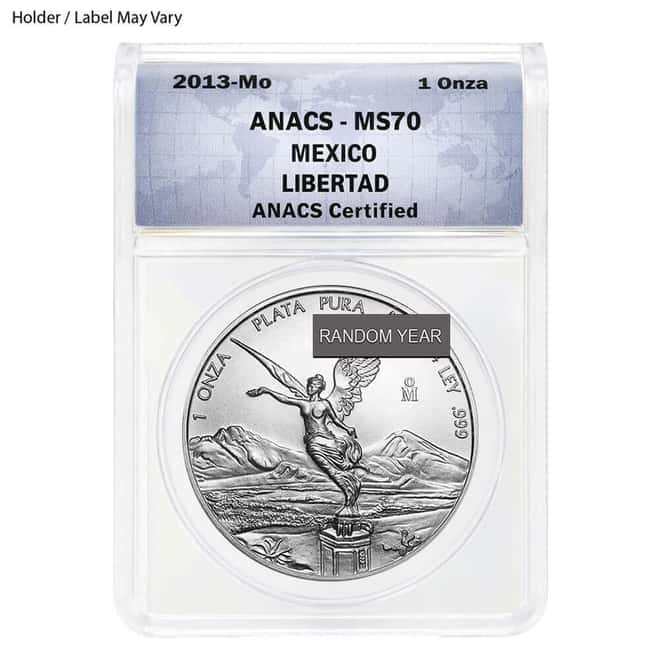 1 oz Mexican Silver Libertad Coin ANACS MS 70 (Random Year)