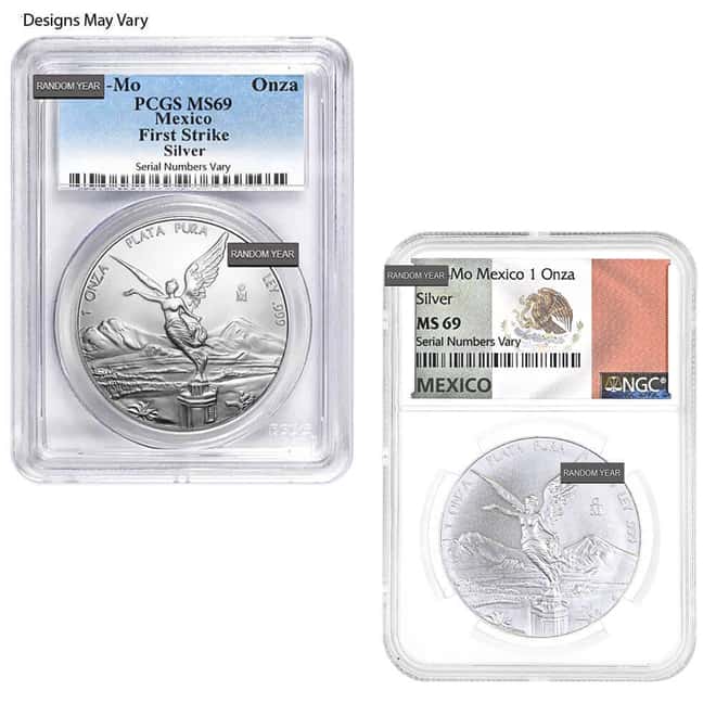 1 oz Mexican Silver Libertad Coin NGC/PCGS MS 69 (Random Year)