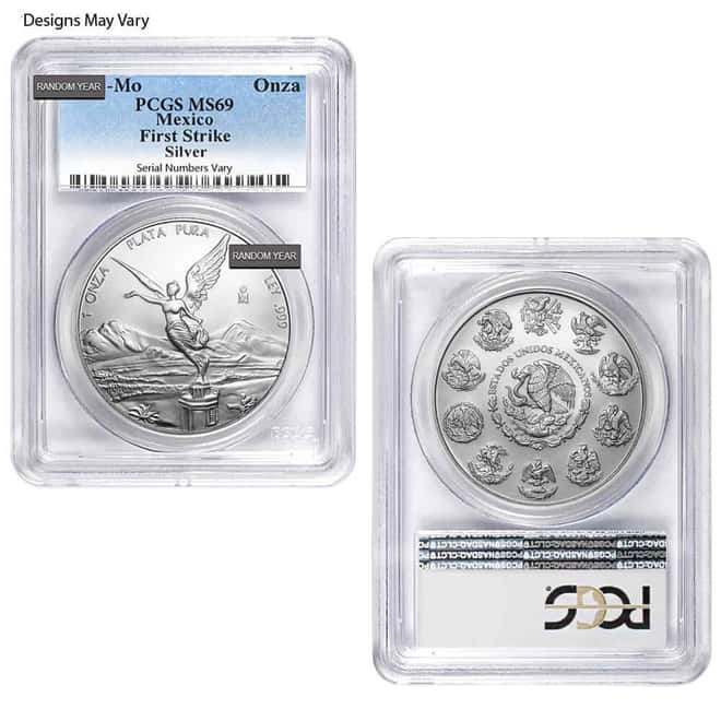 1 oz Mexican Silver Libertad Coin NGC/PCGS MS 69 (Random Year)