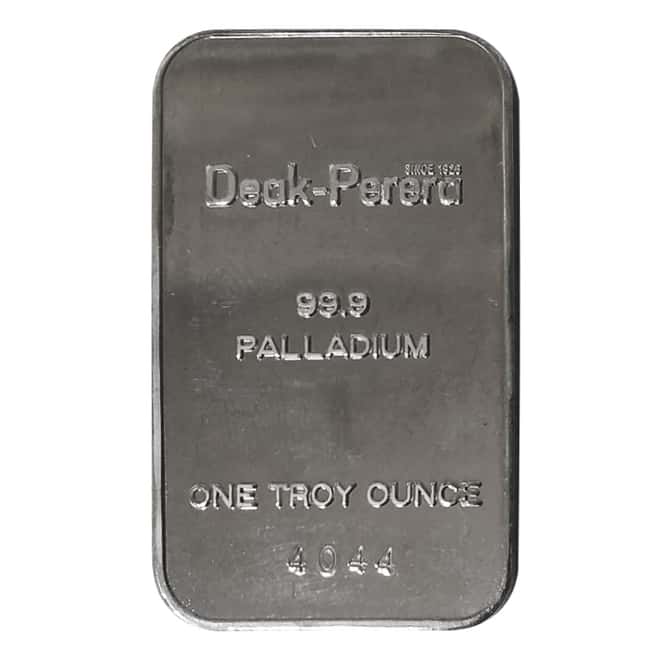 1 oz Palladium Deak Perera Engelhard Vintage Bar .999 Fine (w/ Assay)