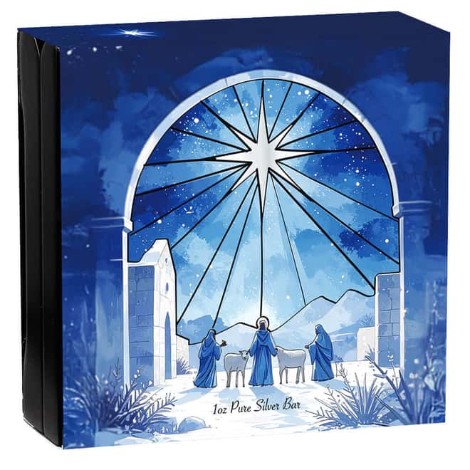 1 oz PAMP Holiday Nativity Colorized Silver Bar (w/Box)