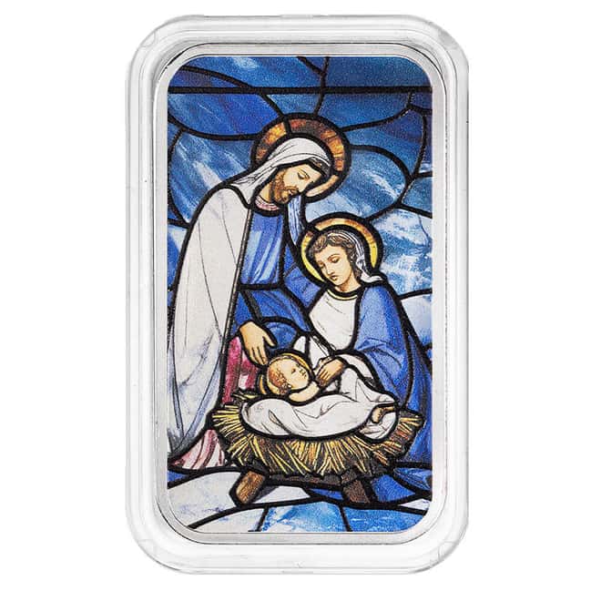 1 oz PAMP Holiday Nativity Colorized Silver Bar (w/Box)
