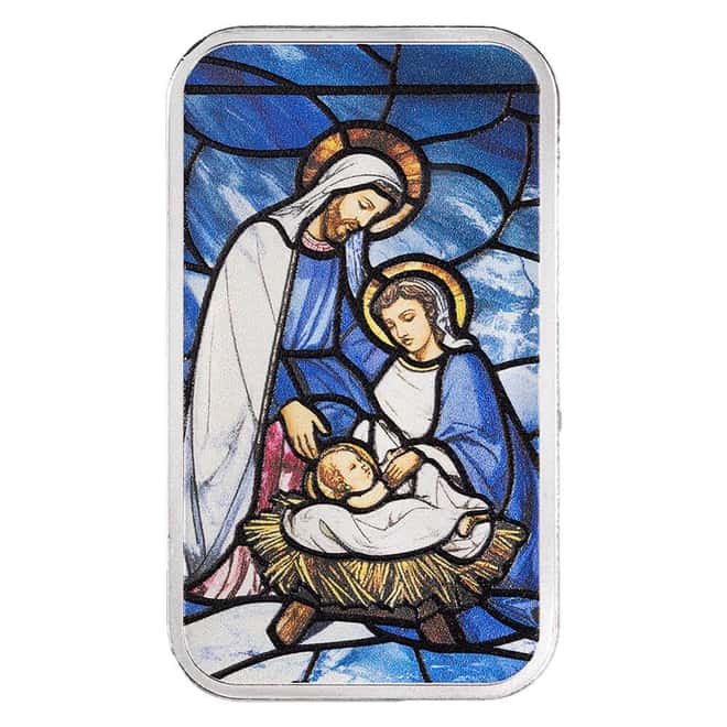 1 oz PAMP Holiday Nativity Colorized Silver Bar (w/Box)