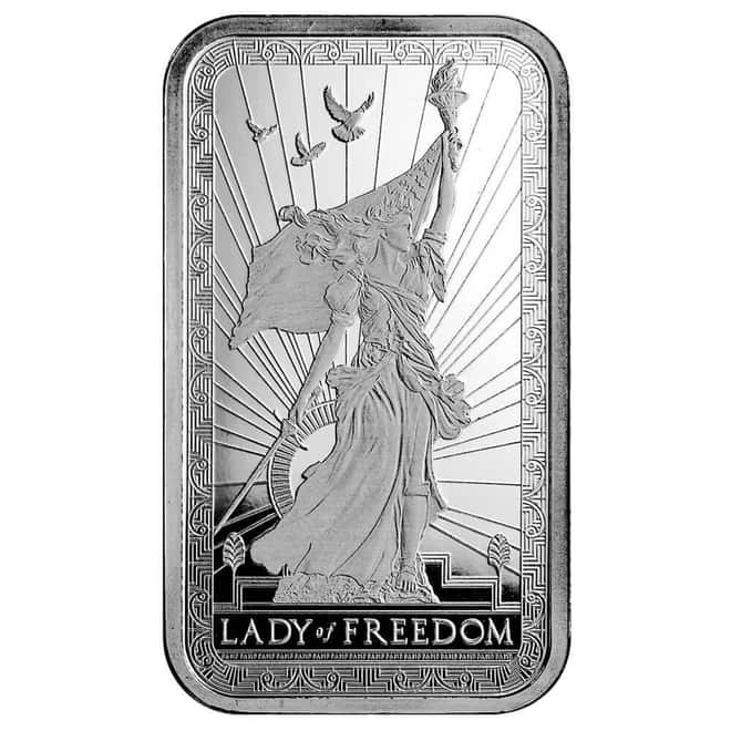 1 oz PAMP Lady of Freedom Silver Bar .999 Fine