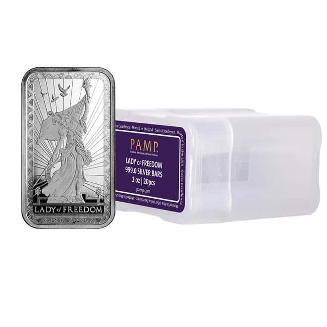 1 oz PAMP Lady of Freedom Silver Bar .999 Fine