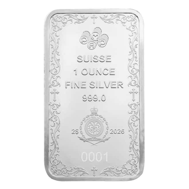 1 oz PAMP Suisse Christian Cross Silver Coin Bar (in Assay)