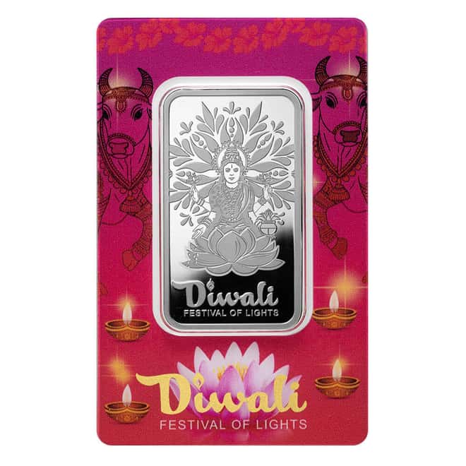 1 oz PAMP Suisse Diwali Lakshmi & Sacred Cow Silver Bar .999 Fine (in Assay)