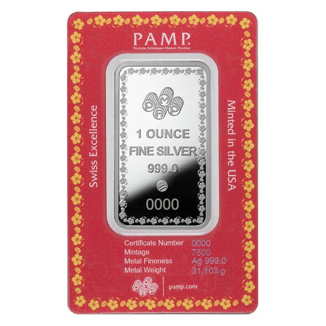 1 oz PAMP Suisse Diwali Lakshmi & Sacred Cow Silver Bar .999 Fine (in Assay)