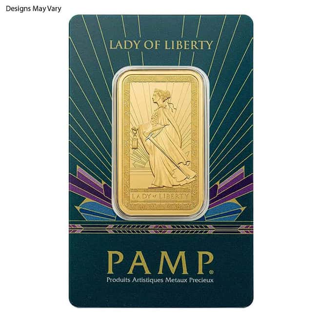 1 oz PAMP Suisse Gold Bar .9999 Fine Random Design (in Assay)