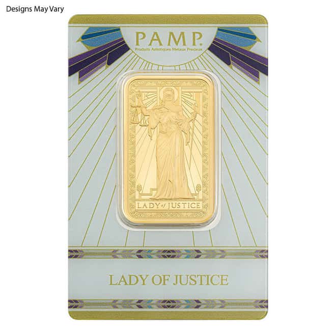 1 oz PAMP Suisse Gold Bar .9999 Fine Random Design (in Assay)