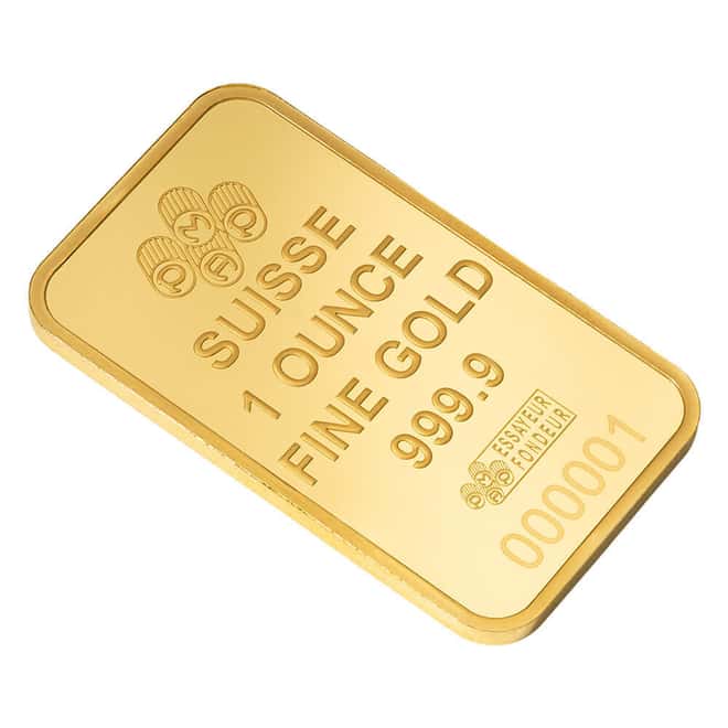1 oz PAMP Suisse Lady of Freedom Gold Bar .9999 Fine (in Assay)