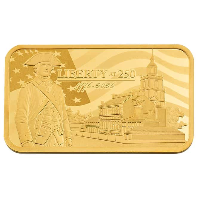 1 oz PAMP Suisse Liberty at 250 Gold Bar .9999 Fine (in Assay)