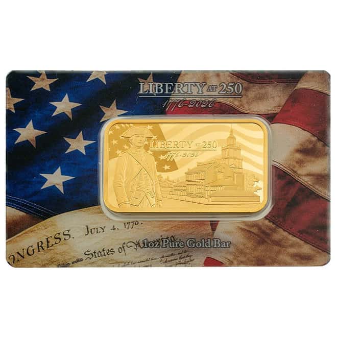 1 oz PAMP Suisse Liberty at 250 Gold Bar .9999 Fine (in Assay)